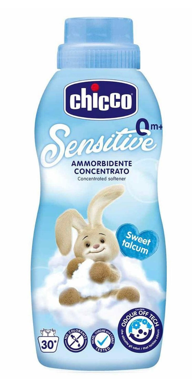Chicco Baby Fabric Softener with New Odour Elimination Technology, Keeps Clothes Gentle, Fresh & Fragnant, Dermatologically Tested, Sweet Talcum (750ML)